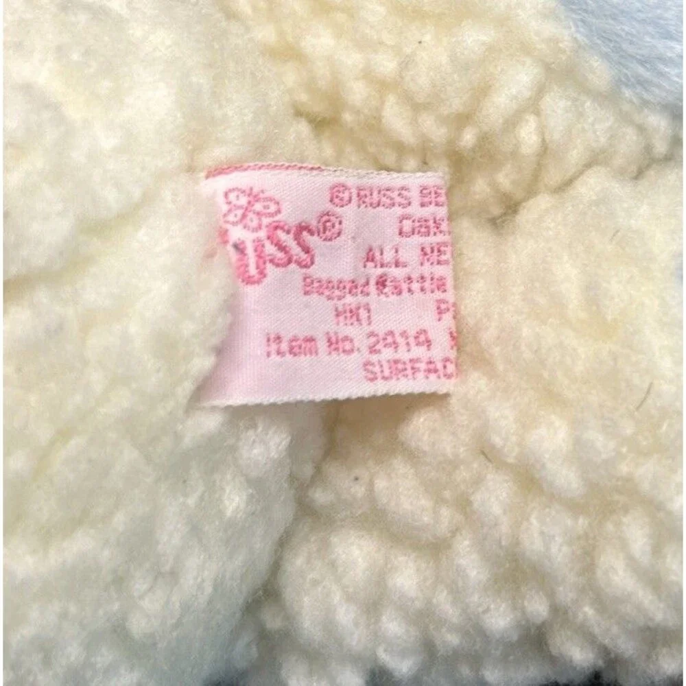 Vintage Russ Lamb Sheep Plush Rattle White Blue Baby 2414 Stuffed Animal 10